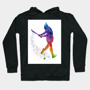 Field Hockey Girl Watercolor Silhouette Hoodie